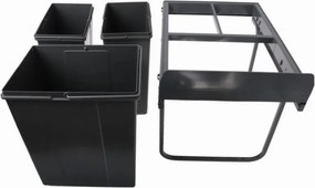 Cos gunoi incorporabil GTV Practi Eco, colectare selectiva, pentru corp de 400 mm, gri antracit, 2 x 10 l + 1 x 20 l Gri antracit, Plastic, L:364 mm;