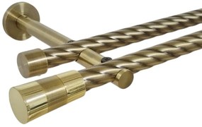Galerie dubla twist picior universal fara inele prindere perete valeo 19/19 mm aur antic (Alege marime: 140 cm)