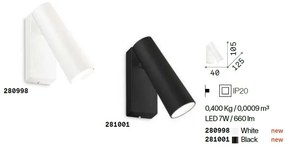 Aplica de perete cu spot LED directionabil PIPE AP NERO