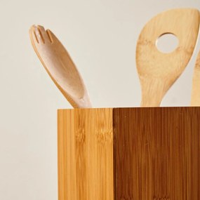 Suport pentru ustensile de bucătărie, pătrat, aprox.12 × 23 × 12 cm (L × Î × A), bambus