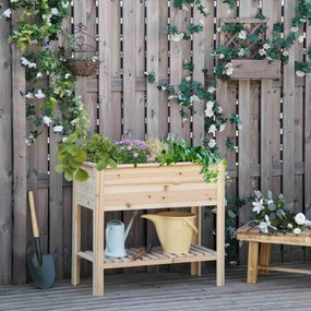 Outsunny Jardiniera sur pieds potager cu etajere din lamele 90 x 40 x 81 cm inserții de irigare, geotextil inclus lemn masiv | Aosom Romania