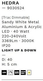 Lustra LED aplicata design modern minimalist HEDRA D-40cm alb