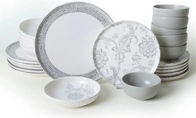 Set de cina 275KRM2338, 24 piese, gri mat/alb, ceramica