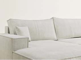 Colțar crem extensibil/cu spațiu de depozitare cu tapițerie din chenille (în formă de "U") Kyoto – Maison de Rêve