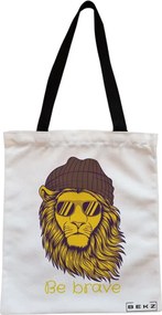 Sacosa de Panza pentru Cumparaturi, Geanta Tote, model Be Brave, Cu fermoar, 38x34.5 cm, Alba, BEKZ®