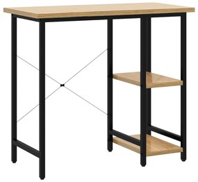 20557 vidaXL Birou de calculator negru/stejar deschis 80x40x72 cm MDF/metal