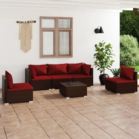 3102195 vidaXL Set mobilier de grădină cu perne, 6 piese, maro, poliratan