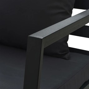 Canapea de gradina cu perne, gri inchis, aluminiu 1