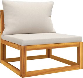 vidaXL Canapea de mijloc grădină, perne gri deschis, lemn masiv acacia