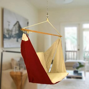 balansoar suspendat Butterfly, visiniu/crem