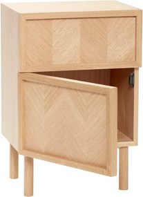 Noptieră în culoare naturală din lemn de stejar Herringbone – Hübsch