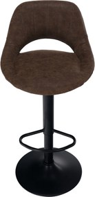 Scaun bar LORASA NEW, maro/negru, piele intoarsa/metal, 45x45x82/102 c