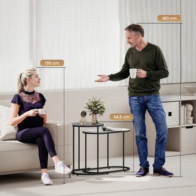 HOMCOM Set 2 Măsuțe de Cafea Suprapuse cu Cadru Metalic pentru Sufragerie și Birou, Gri și Alb | Aosom Romania