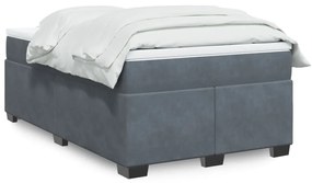vidaXL Pat box spring cu saltea, gri închis, 120x200 cm, catifea