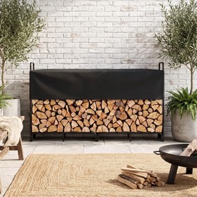 Outsunny Suport Lemne de Foc Interior și Exterior din Oțel Galvanizat cu Husă Oxford, 500 kg, 260x38x118 cm, Negru | Aosom Romania