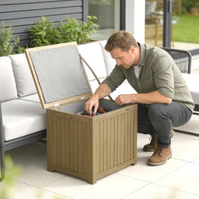 Outsunny Bancă de Exterior 130L, Capac, Cutie Lemn cu Balamale și Curea | Aosom Romania
