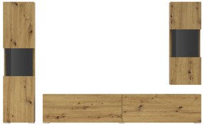 Mobilier living Avernic Typ 10 (negru + Stejar artisan). 1042057