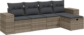 vidaXL Set canapele de grădină cu perne, 5 piese gri deschis poliratan