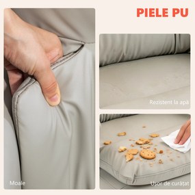 HOMCOM Scaun de Birou cu Masaj la 6 Puncte și Funcție de Încălzire, Reglabil 135° din Piele PU cu Suport pentru Picioare, Brațe Tapițate, Înălțime Reglabilă, Spătar Înalt, Gri Deschis | Aosom Romania