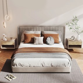 HOMCOM Set de 2 Noptiere Suspendate cu Sertar și Compartiment 37x32x21 cm Lemn Natural | Aosom Romania