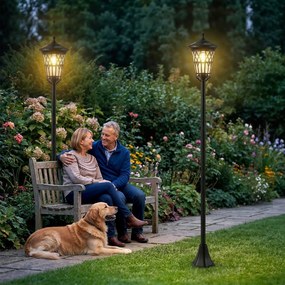 Outsunny Set de 2 Felinare Solare de Grădină 1.86 m, Lămpi de Exterior din Oțel Inoxidabil cu Înălțime Reglabilă, 2 Moduri de Lumină, IP44 Impermeabil pentru Terasă Curte Alei | Aosom Romania