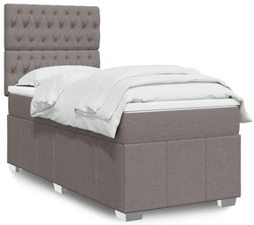 vidaXL Pat box spring cu saltea, gri taupe, 90x200 cm, textil