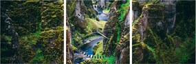 Tablou - Râu într-o vale stâncoasă (cu ceas) (90x30 cm)