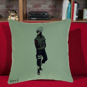 Perna Personalizata Naruto Kakashi Hatake Portret Complet, 40x40 cm, Verde, Husa Detasabila, Perna Inclusa, BEKZ®