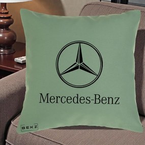 Perna Personalizata cu emblema Mercedes-Benz, 40x40 cm, Verde, Husa Detasabila, Perna Inclusa, BEKZ®
