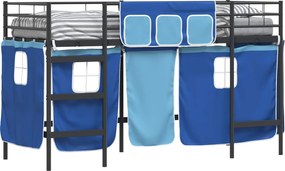 vidaXL Cadru de Pat Pe Două Niveluri pentru Copii cu Cortine