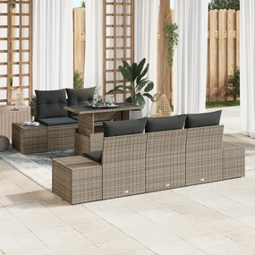 vidaXL Set de canapea de grădină cu 6 piese și perne gri din rattan