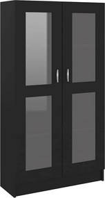 vidaXL Dulap cu vitrină, negru, 82,5x30,5x150 cm, lemn prelucrat