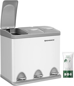 Coș de reciclare SORT 24L (3x8L), gri/alb SongmicsHome