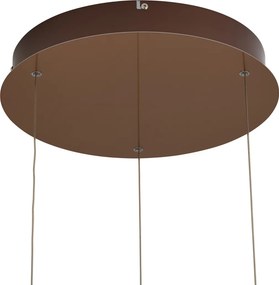 Lampă suspendată de design Fiera, aur rozaliu, cu sticlă chihlimbarie, LED inclus, reglabilă în 3 trepte, 3 lumini, Easylift