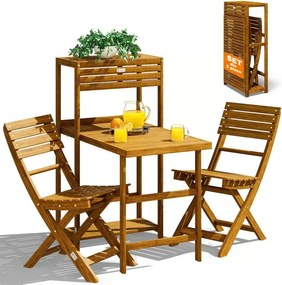 Set balcon PATIO, 3 piese, lemn natural Casaria