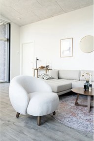 Savona fotoliu, piele artificială de miel, picioare de nuc, alb