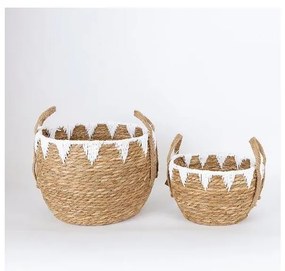 SET 2x coș împletit bej/alb