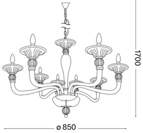 Lustră pe lanț Ideal Lux DANIELI 8xE14/40W/230V d. 85 cm alamă