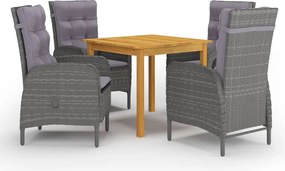 vidaXL Set mobilier de grădină, 5 piese, gri
