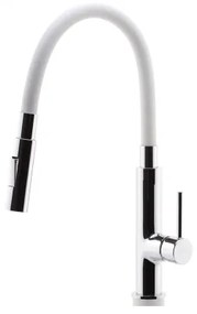 Baterie de chiuvetă cu pipă flexibilă FERRO crom lucios/alb