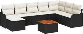 vidaXL Set de canapele pentru grădină 9 pcs Negru și Crem poliratan