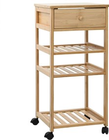 vidaXL Cărucior de bucătărie cu roți natural 37 x 36 x 80 cm Bambus