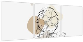 Tablou - Flori bej cu fluture N⁰1 (cu ceas) (90x30 cm)