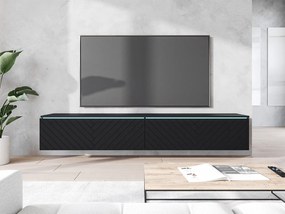 Dulap TV Dlana 180 MDF (Negru grafit + Negru) (cu iluminat LED alb). 1106209