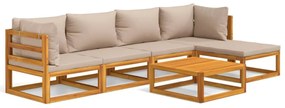 3155250 vidaXL Set mobilier de grădină cu perne gri taupe, 6 piese, lemn masiv