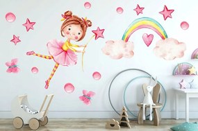 Autocolant colorat pentru copii Little Girl With A Rainbow100 x 200 cm