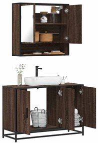 vidaXL Set mobilier de baie, 2 piese, stejar maro, lemn prelucrat