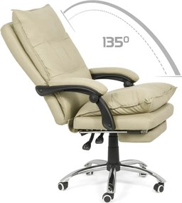 Scaun directorial cu suport de picioare si recliner OFF 419 crem