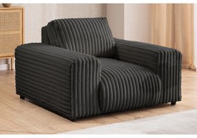 Fotoliu gri închis cu tapițerie din catifea reiată Justin – Ropez