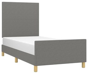 Cadru de pat cu tablie, gri inchis, 80x200 cm, textil Morke gra, 80 x 200 cm, Design simplu